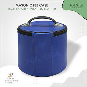 Étui de luxe pour fez maçonnique en similicuir souple avec fermeture éclair, sac de transport écologique, boîte de rangement et de présentation, bleu franc-maçon - Product Image 6