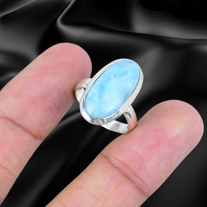Anillo de Plata Larimar, Anillo de Plata de Ley 925, Plata de Ley 925 Sólida - Product Image 4