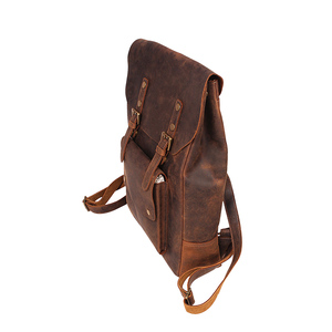 Mochila de poliéster con paneles de diseño vintage, de cuero genuino, duradera, con cierre de cremallera, unisex, para uso diario y viajes, de 20 a 35 litros. - Product Image 6