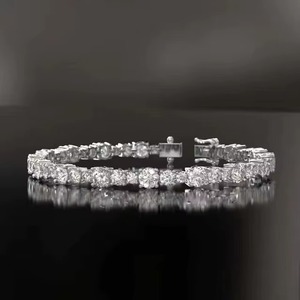 Moissanite Tennis <b>Bracelet</b> Unisex Round Diamond Style Wedding Gold Plated 14k with IGI Certification Shining Star Jewels - Product Image 5