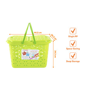 Maternity <b>Storage</b> <b>Basket</b> With Cover And Dual Side Sections For Organizing Personal Care And Daily Supplies - Product Image 1