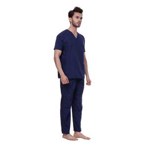 Conjunto de Uniforme Médico Azul Marino para Hombre, Cuello en V, Manga Corta, Pantalones de Uniforme, Ropa de Hospital, Tela de Algodón y Poliéster - Product Image 2