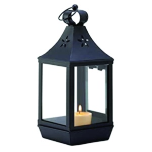 Farol Decorativo Moderno de Metal Negro con Recortes de Estrellas, Portavelas Colgante de Vidrio para Decoración del Hogar, Bodas, Patio y Jardín - Product Image 1