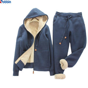 Customized <b>Top</b> Trending <b>Women</b> Fleece Winter <b>Warm</b> Sportswear Sweat Suit Zip Up Tracksuit Jogging Hoodies and Joggers Sets - Product Image 4