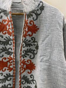 Veste bohème en lin et coton brodé, col mandarin, manches longues, vêtements d'extérieur d'automne pour femmes - Product Image 3