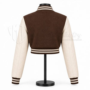 Custom <b>Women</b> Brown Varsity <b>Jacket</b> Flower Embroidery College Baseball <b>Jacket</b> Premium Streetwear Outerwear - Product Image 2