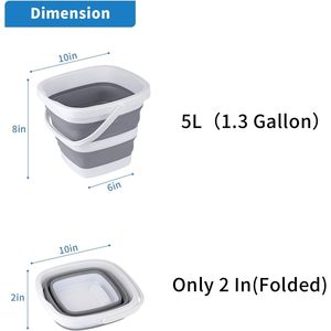 Set di 2 Secchi Pieghevoli in Plastica da 5L (1,3 Galloni), Portatili, per Pulizie Domestiche e Lavaggio Auto, Pieghevoli e Facili da Riporre - Product Image 2