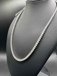 Moissanite Tennis <b>Necklace</b> Womens Iced Out Silver Chain Luxury Bridal Jewelry Sparkling <b>Statement</b> <b>Necklace</b> Gift - Product Image 3