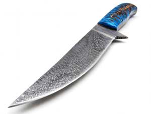 Cuchillo de Acero de Damasco Hecho a Mano con Mango de Resina de Piña Azul, Utensilio de Cocina - Product Image 6