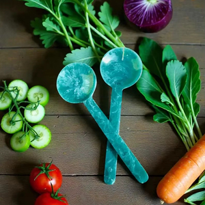 Ensemble de cuillères à salade en résine faites à la main, cuillère et fourchette à salade en résine avec effet marbre - Product Image 1