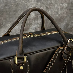 Unisex Genuine Leather Duffle Bags Travel <b>Luggage</b> Crossbody Shoulder Bag Zipper Adjustable <b>Strap</b> Waterproof Durable Large - Product Image 2