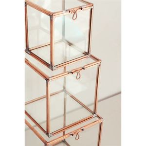 Luxury Rose Gold Brass <b>Glass</b> Jewelry <b>Box</b> Decorative Keepsake Organizer Clear Terrarium Wedding Gift <b>Box</b> Tabletop Decor Wholesale - Product Image 1