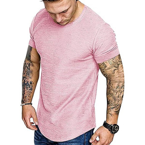Camiseta Deportiva Casual de Verano para Hombre, Color Sólido, Cuello Redondo, Manga Corta, Diseño Moderno - Product Image 1