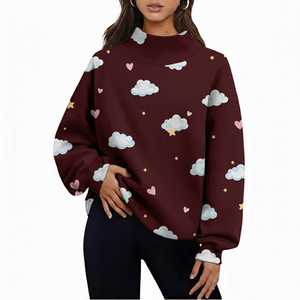 Sudadera Premium de Cuello Alto Acanalado para Mujer, Ropa de Invierno, OEM ODM, Top Casual de Alta Calidad para Estilo Diario Urbano - Product Image 1