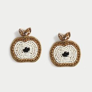 Pendientes de aro clásicos con bordado de cuentas de piedras preciosas, con cuentas ligeras colgantes, para bodas, festividades, accesorio de joyería étnica festiva - Product Image 3