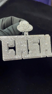 Colgante de Placa con Nombre de Moissanita Iced Out, Collar de Lujo Personalizado Estilo Hip Hop, Joyería de Dije para Hombres y Mujeres - Product Image 3