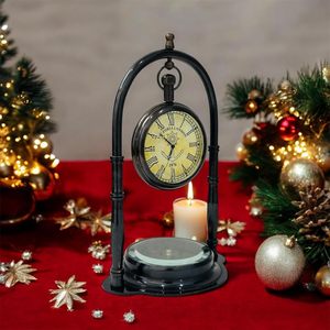 Art Deco Brass Quartz Silent Desk <b>Clock</b> Compass Set Antique Finish Decorative Maritime Home Office Decor <b>Clocks</b> - Product Image 2