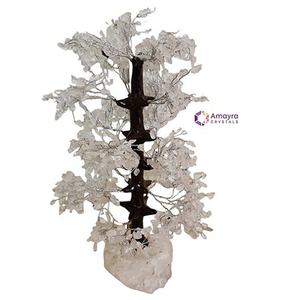 Arbres en perles d'agate et de quartz naturel transparent avec base en quartz blanc naturel, vente en gros par Amayra Crystals Exports - Product Image 1