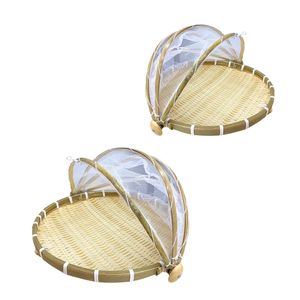 Premium Vietnamese BAMBOO TRAY with <b>Mesh</b> Dome Cover Eco-Friendly Tableware Home Decor - Product Image 1