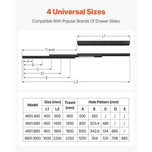 Guide per cassetti a scomparsa da 32 pollici con cuscinetti a sfera, a estrazione totale, per mobili inferiori, capacità di carico 260 libbre, design a scala - Product Image 2
