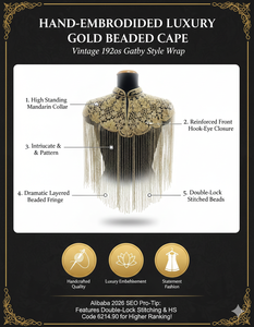 Chal de Mujer con Flecos Bordados en Dorado y Borlas Largas para Vestidos de Noche, Bodas, Fiestas y Vestidos Formales, Moda Femenina - Product Image 6