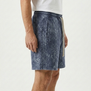 Shorts décontractés pour hommes sur mesure, en toile délavée à l'acide, taille mi-haute, avec cordon de serrage, couleur unie, écologiques, respirants et à séchage rapide - Product Image 4