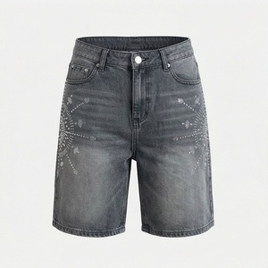 Shorts en jean décontractés vintage pour femmes, avec boutons décoratifs, confortables pour le fitness, couleur personnalisable, coupe élégante pour le quotidien - Product Image 1