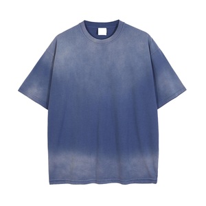 Oversized Men's Eco-Friendly Streetwear Solid Color 100% Cotton Short Sleeve O-Neck Acid Wash T-Shirt - Product Image 2