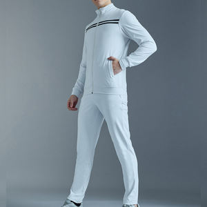 Survêtements de sport respirants pour hommes de haute qualité, avec fermeture éclair, personnalisables avec logo, en tissu uni, pour hommes. - Product Image 5