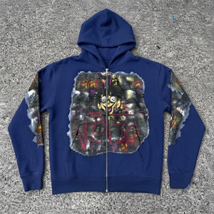 Nouveaux sweats à capuche unisexes avec impression sur écran, 100% coton molletonné, fermeture éclair marron sur le devant, impression graphique, coupe classique, vêtements décontractés pour l'automne - Product Image 3