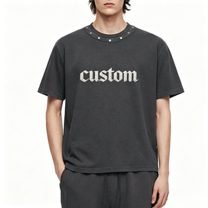 T-shirts surdimensionnés pour hommes, vintage, 100% coton, de haute qualité, avec logo personnalisé, effet délavé, effet stone washed, effet acid wash - Product Image 4