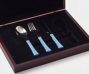 Juego de cubiertos moderno de acero inoxidable con mango azul, apto para lavavajillas, juego de 3 piezas de tenedor, cuchara y cuchillo para vajilla y utensilios de cocina. - Product Image 6