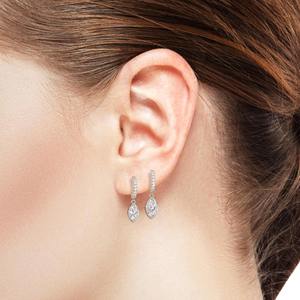 Elegantes Pendientes Colgantes de Diamantes con Corte Marquesa, Engastados en Bisel, Oro Sólido de 14K, Pendientes de Diamantes, Regalo de Graduación, Joyería Nupcial - Product Image 6