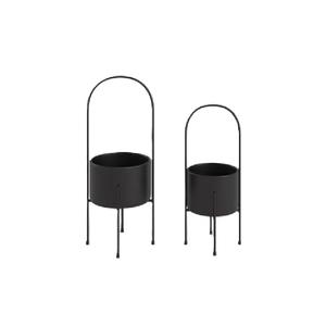 Nouvelle collection : Jardinières modernes en métal au design actuel avec support, lot de 2, pour la décoration et l'arrangement floral - Product Image 3