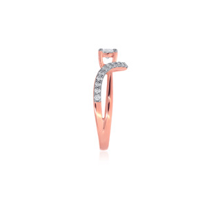 Bague Solitaire Ondulée Éblouissante Plaqué Or Rose de Haute Qualité, Bague de Fiançailles Croisée avec Coupe Ronde, Bijoux de Mode Raffinés pour Femme - Product Image 4