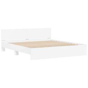 Cadre de lit en bois d'ingénierie blanc 54 x 74 pouces avec tête de lit, lits en bois - Product Image 2