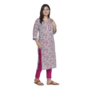 Soft and Comfortable Women's Rayon Vintage Floor-Length Printed Kurti for Daily Wear Wholesale Price From Indian Exporter - Product Image 2