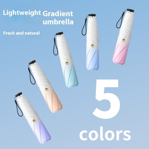 New Ultra-Light Fiber Sunshade Rain <b>Umbrella</b> Three-Fold Gradient 6K Ribs Black Rubber UV Dual-Use Logo Pencil <b>Umbrella</b> - Product Image 2
