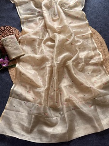 ผ้าส่าหรีพรีเมียม Kota Doriya พร้อมลายปัก Zari Checks  งานปัก Butti  ชุดเสื้อปักลายหนัก  ชุดพื้นเมืองสำหรับงานเทศกาล - Product Image 4