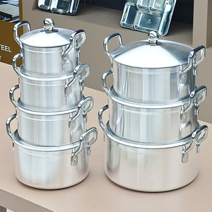 Set di Pentole in Alluminio con Doppio Manico, Fondo Piatto Rinforzato, Coperchio in Acciaio Non Rivestito, <span class=keywords><strong>Design</strong></span> Moderno e Semplice per Cucina - Product Image 5