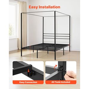 Struttura letto a baldacchino in metallo con doghe in acciaio resistente e vano contenitore sotto il letto - Product Image 5