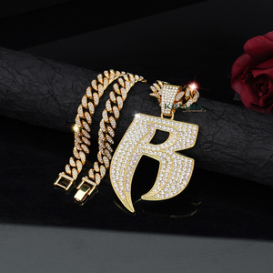 Colgante de Hip Hop con Letra B de Plata 925 y Chapado en Oro de 18K con Moissanita, Joyería Unisex para Uso Diario - Product Image 4