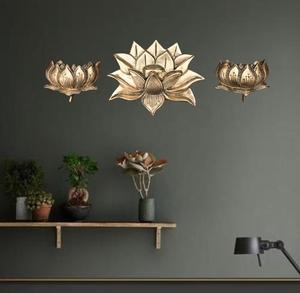 Modern Brass Lotus Wall <b>Art</b> Gold Plated Handmade Decor for Home Decoration Multi-piece Set Medium 25-32 Inch - Product Image 3