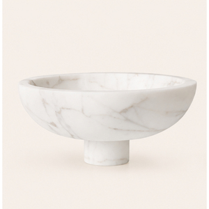 Cuenco de Mármol Blanco con Pedestal, Tallado a Mano en Piedra Natural, Frutero Decorativo, Centro de Mesa Moderno para Hogar, Hotel, Boda - Product Image 1