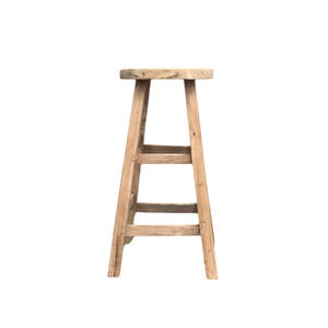 Taburete de Bar de Madera de Olmo Reciclada, Estilo Rústico Clásico Retro Vintage para Cocina Exterior - Product Image 3