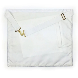 Tablier maçonnique blanc Master Mason avec broderie 3D, boucle dorée, sangle réglable, tissu uni, accessoire cérémoniel personnalisé - Product Image 2