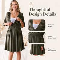 Robe de maternité OEM/ODM, chemise de nuit d'allaitement, vêtement de nuit respirant sans armatures, noir, vert foncé, taille XL