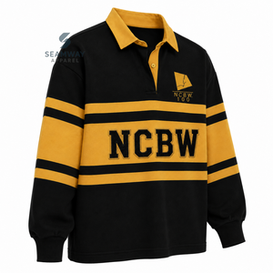 NCBW Oversized <b>Women's</b> Color Block Rugby <b>Shirt</b> <b>Long</b> <b>Sleeve</b> <b>Polo</b> Collar Embroidered Greek Letter Collegiate Pullover - Product Image 2