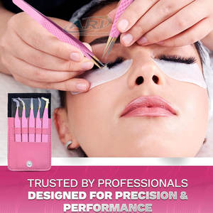 แหนบสแตนเลสสำหรับต่อขนตา แหนบสำหรับวางขนตาและใช้ในร้านเสริมสวย - Product Image 6