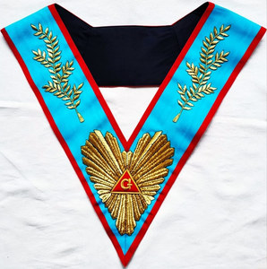 Worshipful Master <b>Collar</b>-AASR Hand Embroidered Gold Bullion Eco-Friendly <b>Lace</b> Customizable masonic regalia manufacturer - Product Image 1